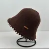Nuevo sombrero de pescador de punto de color liso para mujer, plegable, sombrero tipo cubo simple y versátil, sombrero cálido y protector para los oídos