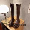 Botas Largas para Mujer 2025 Otoño e Invierno Nuevo Gordo mm Suela Gruesa Forrado de Vellón Piernas Gruesas Talla Grande Circunferencia de Tubo Grande Botas Largas Botas de Caballero