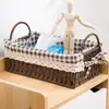 Cesta de Almacenamiento Tejida Cesta de Almacenamiento para Snacks Cesta de Paja Hecha a Mano Caja de Almacenamiento para Artículos Varios Llaves Control Remoto Caja de Almacenamiento de Tela