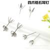 Pendientes de acero de titanio con cuatro garras y circonitas, pendientes de acero inoxidable 316 con garras cuadradas doradas, accesorios para pendientes DIY