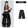 Roupas de Dança Jazz para Meninas Cropped Estampa de Leopardo Lantejoula Conjunto de Dança Moda Pista de Jazz Fantasia de Performance Dia das Crianças Meninas