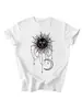 Amazon eBay estação independente moda versátil elegante feminina corrente sol lua estrela gola redonda manga curta camiseta