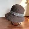 Sombrero de Paja Francés para Mujer Estilo Hepburn de Verano Elegante con Lazo Sombrero de Pescador Vacaciones en la Playa Adelgazante para la Cara Protección Solar Sombrero para el Sol