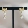 Pendientes de lazo con circonitas estilo celebridad de internet para mujer, Pendientes únicos y versátiles, Elegante regalo de vacaciones, Pendientes de borla de mariposa