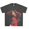 Camiseta com Estampa de Estrela de Futebol Retro Americana Transfronteiriça Cristiano Ronaldo, Unissex, Algodão Puro Pesado, Estilo High Street Versátil, Manga Curta e Manga Longa