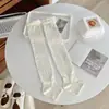 Calcetines de Ballet Estilo Burbuja para Niña Transpirables de Algodón Delgado Calados con Raya Vertical Calcetines de Felpa Calcetines Finos hasta la Rodilla