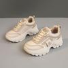 H6579 Novo 2025 Plataforma Combinando Cores Esportivo Couro Sapatos de Salto Alto Moda Estudante Sapatos Femininos Estilo Coreano Sapatos Torre