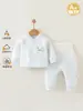 Roupas quentes de outono e inverno para bebê, calça acolchoada de cintura alta que protege a barriga do bebê, segunda pele, conjunto de roupa íntima de duas peças, conjunto de roupas de outono
