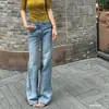 Jeans acampanados retro americanos para mujer, elásticos, corte ajustado, alargan las piernas, versátiles para el trabajo y el ocio