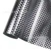 Transfronterizo Nuevo Producto Mascota Forjado Alto Brillo Patrón Cuadriculado Galvanizado Metal Rojo Fibra de Carbono Pegatina Espejo Retrovisor Interior Película