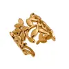 Anillo Abierto Hidráulico de Moda Transfronterizo con Líneas Irregulares Geométricas de Acero de Titanio Anillo Abierto de Moda para Hombres y Mujeres