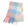 Novo Cachecol Ac-Style Outono e Inverno para Mulheres, Xale Grosso Xadrez Dupla Face com Padrão Colorido de Quatro Quadros