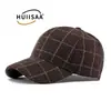 Gorro de lana para mujer, nueva gorra de béisbol de otoño con visera rígida a cuadros, gorra unisex para protección solar al aire libre, gorra casual de pico de pato