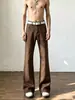 Jeans Retro Americanos con Aleta de Tiburón y Microbota Hombres Otoño Pantalones Marrón Merade Ropa de Trabajo Leñador Pantalones de Pierna Recta