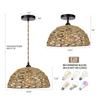 Lámpara Colgante Tejida de Hierba Acuática Hemisferio Más Vendida de Amazon, Luminarias Transfronterizas Estilo Wabi-Sabi, Cable Retorcido Trenzado de Ratán Base de Rosca E26