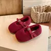 Sapatos de Princesa Meninas 2026 Novo Outono Inverno Mais Veludo Birkenstocks Slip-ons Mocassins Sapatos de Algodão Infantil Sapatos Peludos