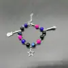Pulseira Cruzada Europeia e Americana para Casal Melhores Amigos Dados Preto e Branco Hip-hop Feita à Mão Violão Microfone Estrela de Cinco Pontas Pulseira
