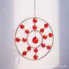 Sino de vento circular para jardim com estrutura de ferro e metal com pingentes de cristal, designs de borboleta e coração, estrutura de ar, apanhador de sol, fornecimento transfronteiriço