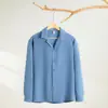Camisa de Cuello Cubano para Hombre de Manga Larga Estilo Británico Holgada Chaqueta Casual de Alta Gama de Moda Guapo