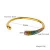 Pulsera europea y americana transfronteriza de venta caliente con micro incrustaciones de circonita de acero inoxidable Moda de alto sentido que combina con todo Pulsera abierta de acero titanio con perlas