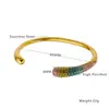 Pulseira aberta de aço inoxidável com zircônia colorida, estilo moda ins europeu e americano, pulseira de aço titânio perolado de alta qualidade para mulheres