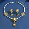 Collar de Novia con Flor, Collar de Cobre con Circonita Incrustada de Lujo Ligero, Conjunto de Moda Estilo Europeo y Americano, Accesorios para Vestido de Noche de Banquete