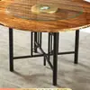 Mesa de Jantar Dobrável de Madeira Maciça para 10-15 Pessoas, Adequada para Uso Doméstico, Restaurante, Mesa Redonda Grande com Giratório, Cantina, Tampo de Mesa Redonda para Restaurante