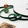 Cinta Navideña de 1 cm Cinta para Envolver Regalos Cinta de Terciopelo Ramo Lazo DIY Cuerda para Decoración de Pasteles