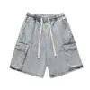 Pantalones Cortos de Mezclilla Funcionales Estilo Japonés Ropa de Trabajo Unisex Cinco Puntos Pantalones 2026 Verano Nuevos Sueltos Casuales de Longitud Media Pantalones Cinco Puntos