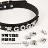 Suprimentos para Animais de Estimação Transfronteiriço Coleira com Letras de Strass, Acessórios para Coleira de Cachorro com Placa de Nome DIY, Coleira Anti-Perda para Gato