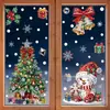 Pegatinas navideñas con efecto brillante, pegatinas de cristal de muñeco de nieve, para decorar escaparates de centros comerciales, pegatinas electrostáticas de Papá Noel