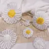 Adornos de Flor de Margarita Amarilla, Accesorios Decorativos, Parches de Bordado de Girasol con Núcleo de Pelo Tridimensional, Piezas de Bordado de Girasol