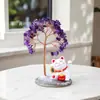Árbol de la Fortuna de Grava de Citrino Natural al por mayor, Adornos de Gato de la Suerte, Árbol de la Vida de Cristal, Piezas de Ágata, Adornos de Escritorio