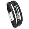 Pulsera de Cuero Punk Nueva Europea y Americana Pulsera de Cuero PU Popular de Guitarra para Hombre Moda Pulsera Tejida Multicapa con Hebilla Magnética