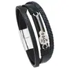 Pulsera de Cuero Tejida a Mano Personalizada y de Moda, Pulsera de Múltiples Capas con Hebilla Magnética de Guitarra Tendencia, Accesorios de Nuevo Estilo Europeos y Americanos