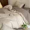 Juego de 4 piezas jacquard de algodón 100% tejido grueso de los años 60, funda de edredón de algodón puro, sábana plana, sábana ajustable, ropa de cama de alta gama para dormitorio principal