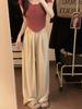 Calça Casual Estilo Preguiçoso Feminina Verão Solta Perna Larga Caimento Elegante Visual Slim Calça Moderna Calça Preta Fina Pequena