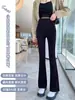 Pantalones de maternidad que no aprietan la barriga, estilo primavera y otoño, forrados de polar y engrosados, adecuados como prenda exterior, pantalones de campana, de cintura alta, adelgazantes, con soporte para la barriga, pantalones largos