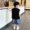 Conjunto de Chaleco de Verano para Niños, Elegante Conjunto de Dos Piezas con Shorts de Mezclilla para Niños Pequeños, Nueva Moda 2026 Ropa Infantil