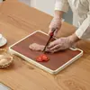 Tábua de corte dupla face para cozinha doméstica, com suporte, com amolador embutido, resistente a mofo, padrão de madeira de ébano, parte traseira de plástico, para uso doméstico