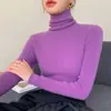 Suéter con Cuello Alto Apilado Suave y Pegajoso para Mujer Otoño Invierno Nuevo Estilo Ropa Interior Ajustada Adelgazante Camisa Base de Punto de Cuello Alto para Mujer