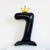 Globos de Película de Aluminio Color Negro con Corona Digital de 40 pulgadas Transfronterizos Decoración de Cumpleaños para Niños Bebé Diseño de Escena Empaque Independiente