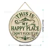 En stock, entrega rápida, directo del fabricante, nuevo modelo de letrero de metal artístico de hierro para patio de jardín al aire libre, placa vintage de lugar feliz
