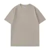 Camiseta de Algodón Puro de Doble Hilo Pesado de 260 g, Color Sólido, Corte Holgado, Cuello Redondo, Hombros Caídos, Manga Corta, Unisex, Texto Bordado y Estampado