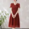 Vestido Casual Versátil Elegante de Manga Curta Estilo Chinês Novo de Verão Plus Size para Mães