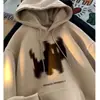 Moletom com Capuz Estampa de Gato para Homens, Primavera e Outono, Estilo Americano, Forrado com Fleece, Jaqueta Pesada, Marca da Moda, Oversized, Moda Outono Retrô, Novo Modelo