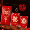 Envelope de Presente de Casamento para Troca de Nome, Presente de Retorno de Casamento de Mil Yuan, Pequeno Envelope Vermelho com o Caractere "Felicidade Dupla" para Bloquear a Porta, Mini Pacote Vermelho Criativo