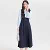 Primavera 2026 Nuevo Chaleco de Alta Gama para Maestra Vestido Traje de Entrevista Azul Marino Vestido Profesional para Mujeres