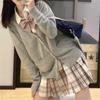 Casaco cardigan suéter original JK feminino outono e inverno estilo universitário japonês uniforme estilo escolar manga comprida top de malha
