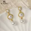 Pendientes Exquisitos con Forma de Rombo Estilo Europeo y Americano, Pendientes Exquisitos Vintage de Perlas de Nicho, Pendientes Únicos de Diseño Versátil